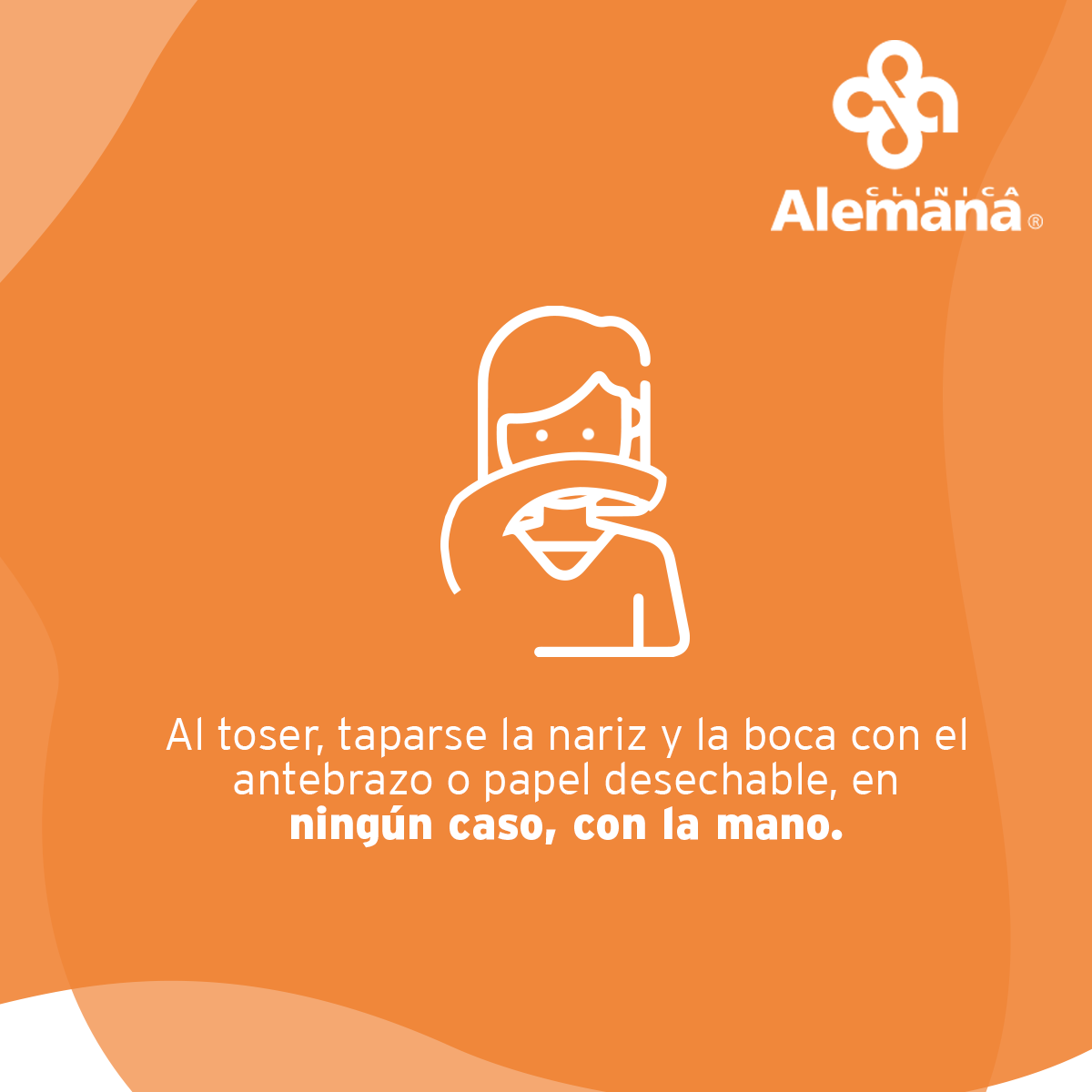 Icono de persona con el antebrazo en la boca