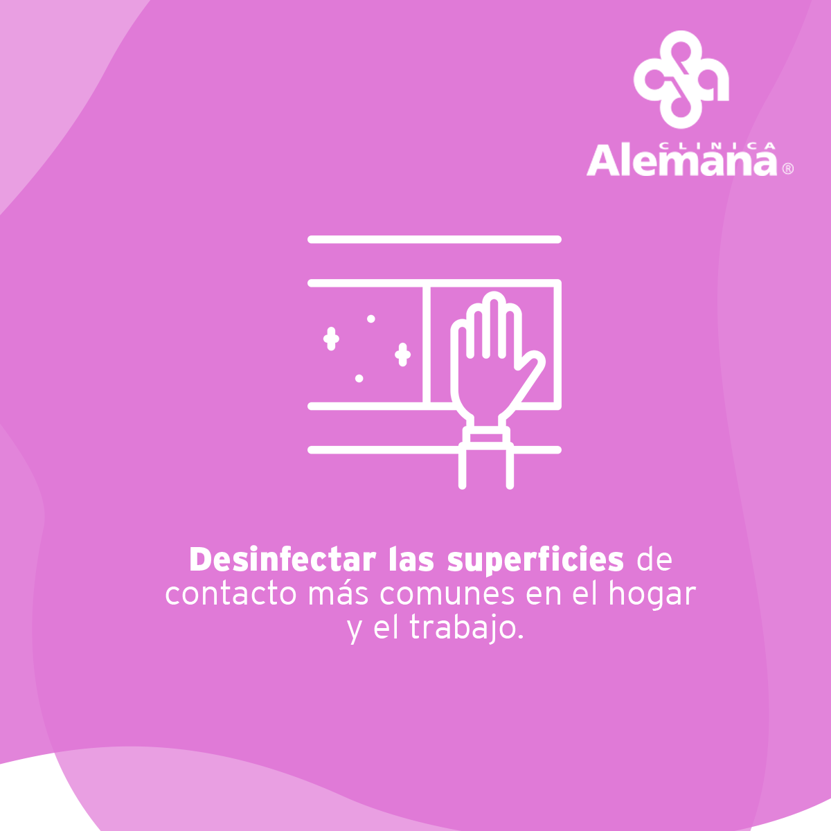 Icono de mano limpiando una superficie