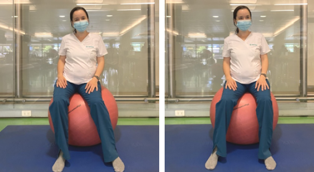 Fotografías graficando el ejercicio sobre balón