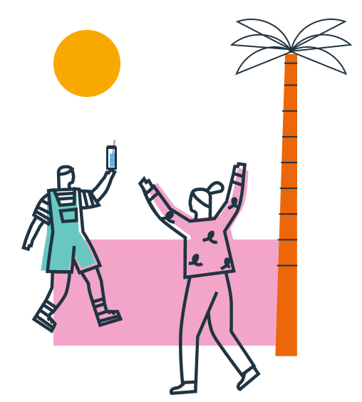 Iconos gente tomando agua al sol