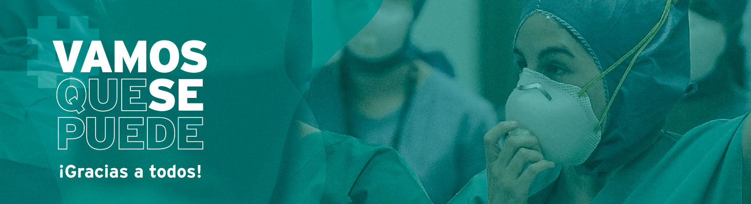Banner Campaña Vamos que se puede muestra a enfermera con mascarilla