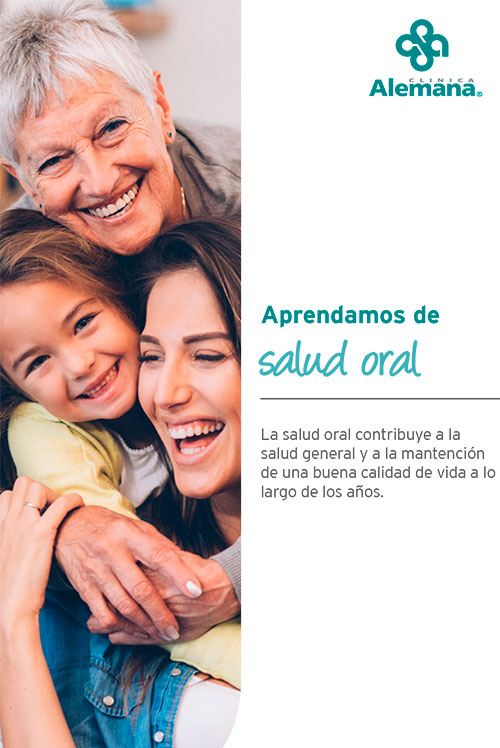 Portada de material educativo sobre salud oral (Familia de mujeres de diferentes edades)